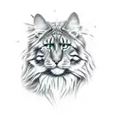 maine coone with armor  tattoo design idea