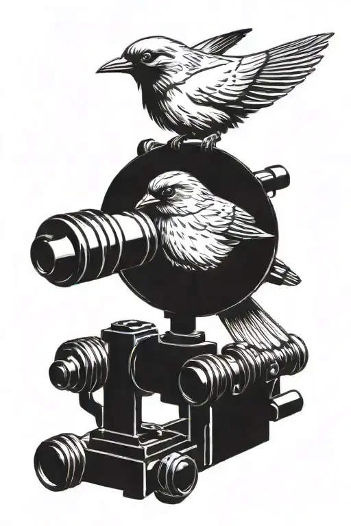Bird Looking Through Telescope tattoo design idea