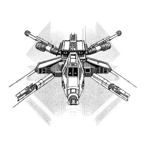 An X-Wing fighter in flight tattoo design idea