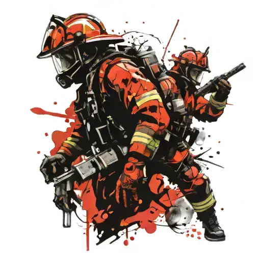 Firefighter and samurai  tattoo design idea