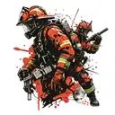 Firefighter and samurai  tattoo design idea