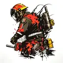 Firefighter and samurai  tattoo design idea