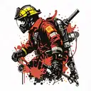 Firefighter and samurai  tattoo design idea