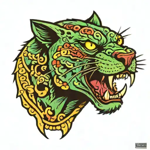 Zombie panther head  tattoo design idea