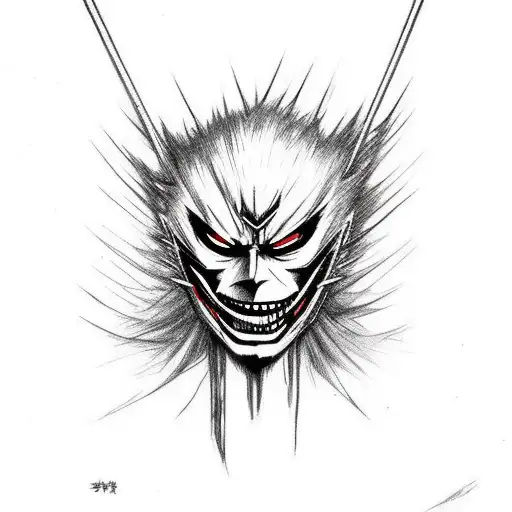 i want the ichigo half hollown mask from the anime bleach. I want it realistic and gory. Use onle the painted half tattoo design idea