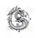 dragon clock tattoo design idea