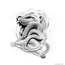 snake wrapped around a lion tattoo design idea