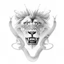 snake wrapped around a lion tattoo design idea