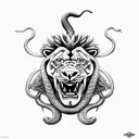 snake wrapped around a lion tattoo design idea