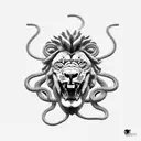 snake wrapped around a lion tattoo design idea