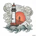 Lighthouse stormy condition tattoo design idea