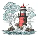 Lighthouse stormy condition tattoo design idea