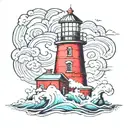 Lighthouse stormy condition tattoo design idea