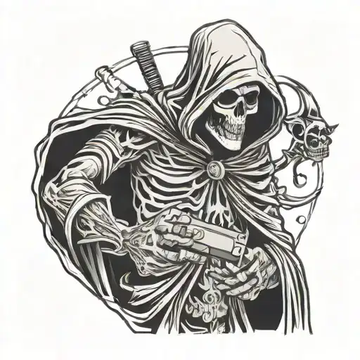 grim reaper with xbox controller tattoo design idea