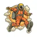 a skydiver jumping from a plane going away  tattoo design idea