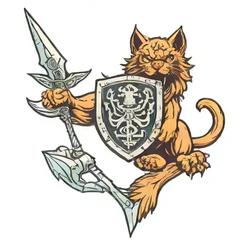 coat of arms with battle cat from he-man and swift wing from Shira tattoo design idea