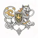 coat of arms with battle cat from he-man and swift wing from Shira tattoo design idea