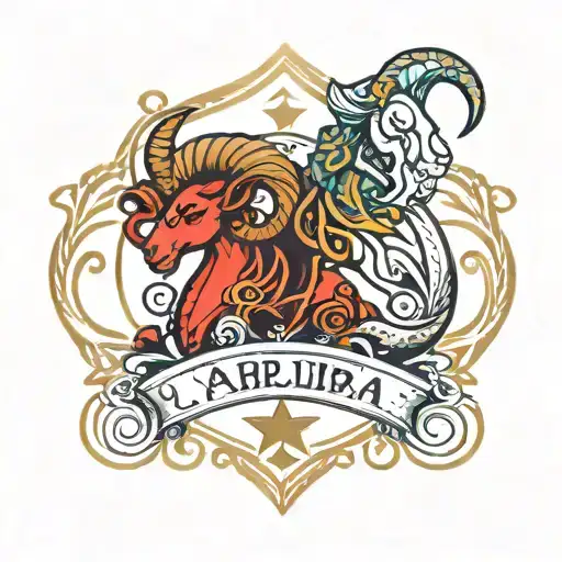 Aries y Libra zodiac sign tattoo design idea