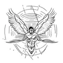 A detailed sketch of Icarus falling from the sky with wings melting tattoo design idea