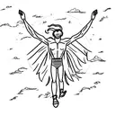 A detailed sketch of Icarus falling from the sky with wings melting tattoo design idea