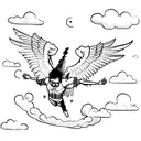A detailed sketch of Icarus falling from the sky with wings melting tattoo design idea