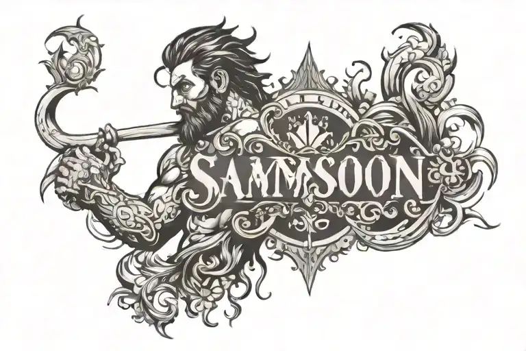 the word Samson  tattoo design idea