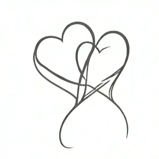 A minimalist design of two hearts connected by a thin line symbolizing the unbreakable bond between sisters tattoo design idea