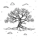 oak tree with the night sky with Orion constellation  tattoo design idea