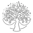 oak tree with the night sky with Orion constellation  tattoo design idea