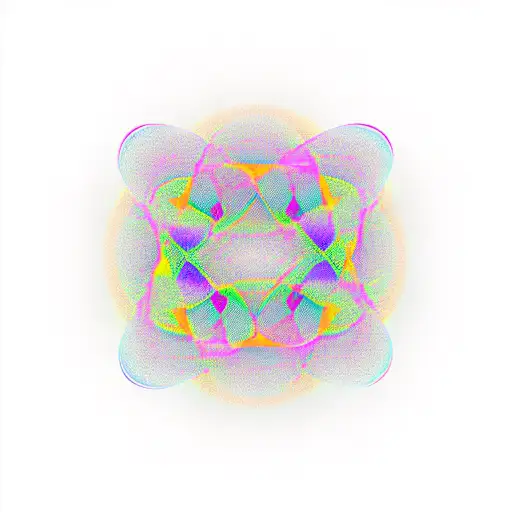 An abstract design of sound waves transforming into colorful geometric shapes tattoo design idea