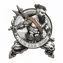 A powerful tattoo design featuring the Roman god of war, Mars, surrounded by motivational quotes, set against a beach background tattoo design idea