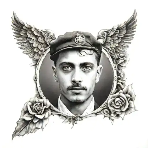 Gavrilo Princip's portrait tattoo design idea