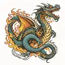 dragon breathing fire tattoo design idea