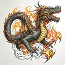 dragon breathing fire tattoo design idea