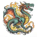 dragon breathing fire tattoo design idea