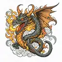 dragon breathing fire tattoo design idea