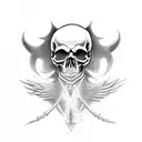 skull with demon and angel tattoo design idea