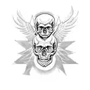 skull with demon and angel tattoo design idea