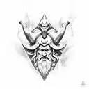 Poseidon com tridente e uns tentáculos em volta  tattoo design idea