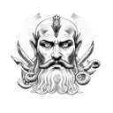 Poseidon com tridente e uns tentáculos em volta  tattoo design idea
