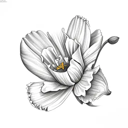 lily daffodil poppy marigold tattoo design idea
