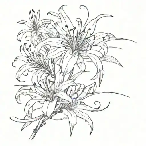 spider lily with spider tattoo design idea