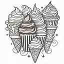 An intricate pattern of cupcakes and ice cream cones forming a sleeve tattoo tattoo design idea