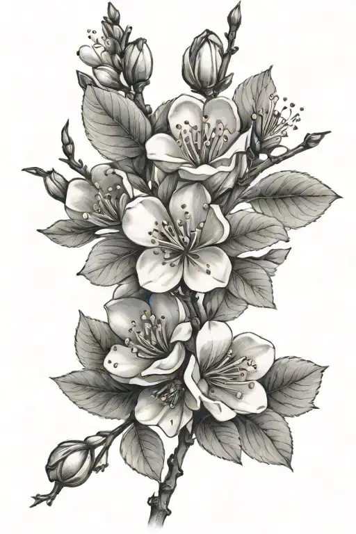 apple blossom branch wrapped tattoo design idea