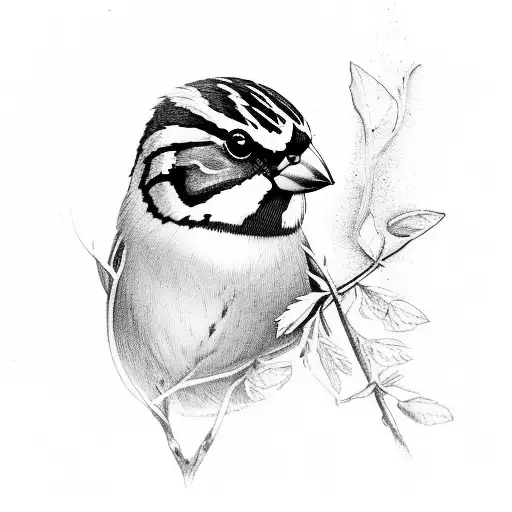 A sparrow with a foresty feel with the number 16 tattoo design idea