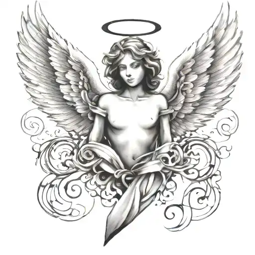angel musicnotes broken heart prayers   tattoo design idea