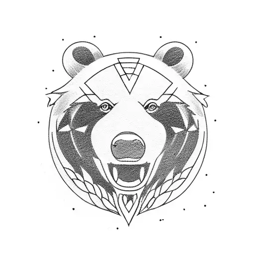 bear with cubs playing nearby tattoo design idea