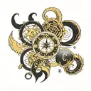 generate these five zodiac signs into one tattoo, Aries, Scorpio, Pisces, cancer, Libra tattoo design idea