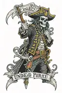 undead pirate captain tattoo design idea