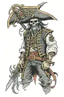 undead pirate captain tattoo design idea